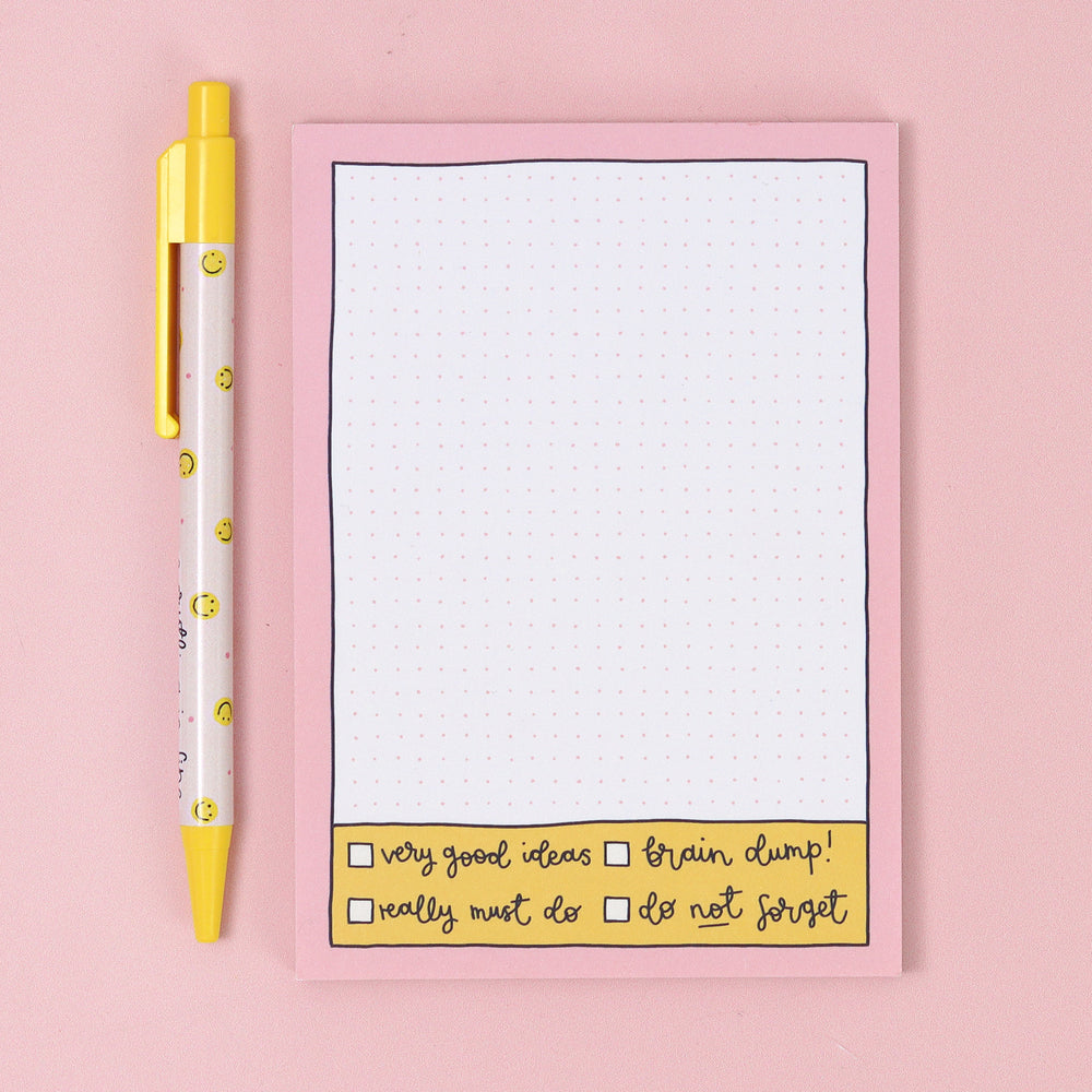 A6 Notepad - Pink Grid - Oh, Laura