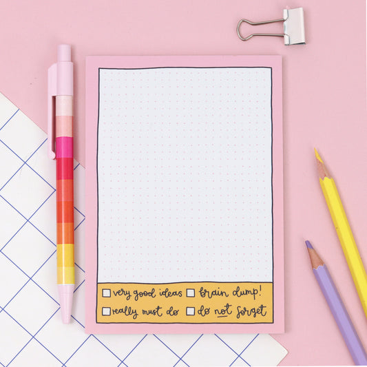 A6 Notepad - Pink Grid - Oh, Laura