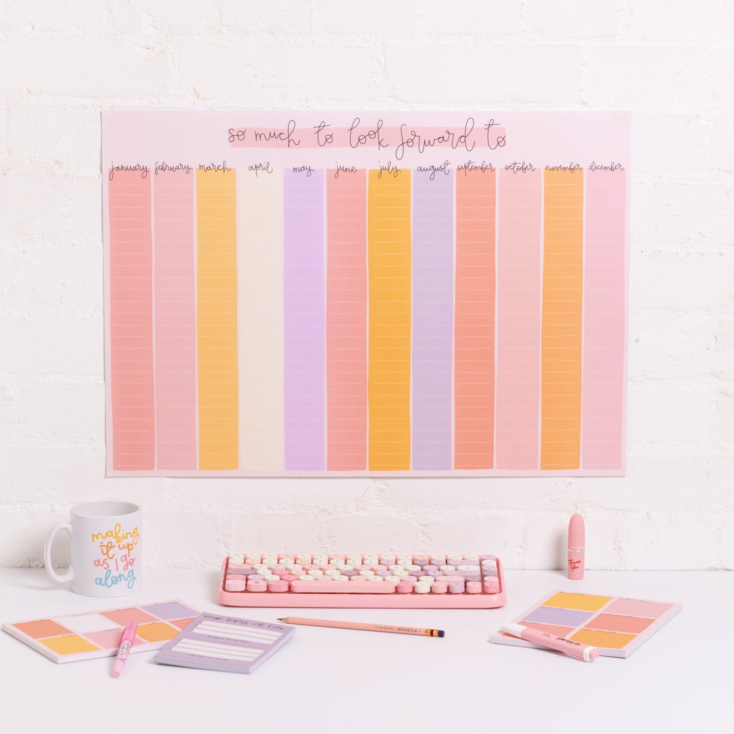 A2 Year Wall Planner - Candy Stripes - So Much To Look Forward To - Oh, Laura