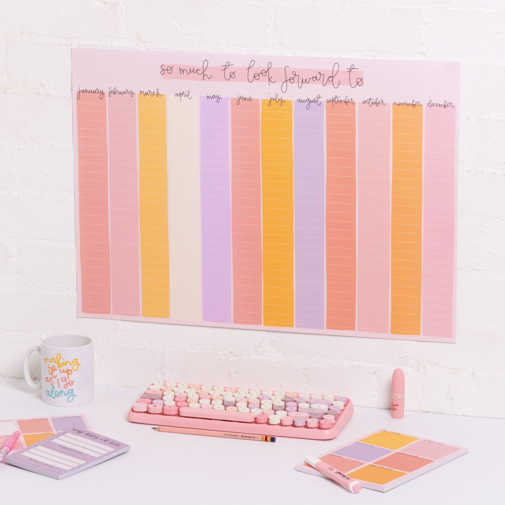 A2 Year Wall Planner - Candy Stripes - So Much To Look Forward To - Oh, Laura