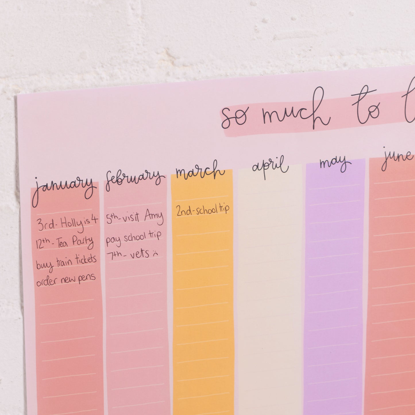 A2 Year Wall Planner - Candy Stripes - So Much To Look Forward To - Oh, Laura