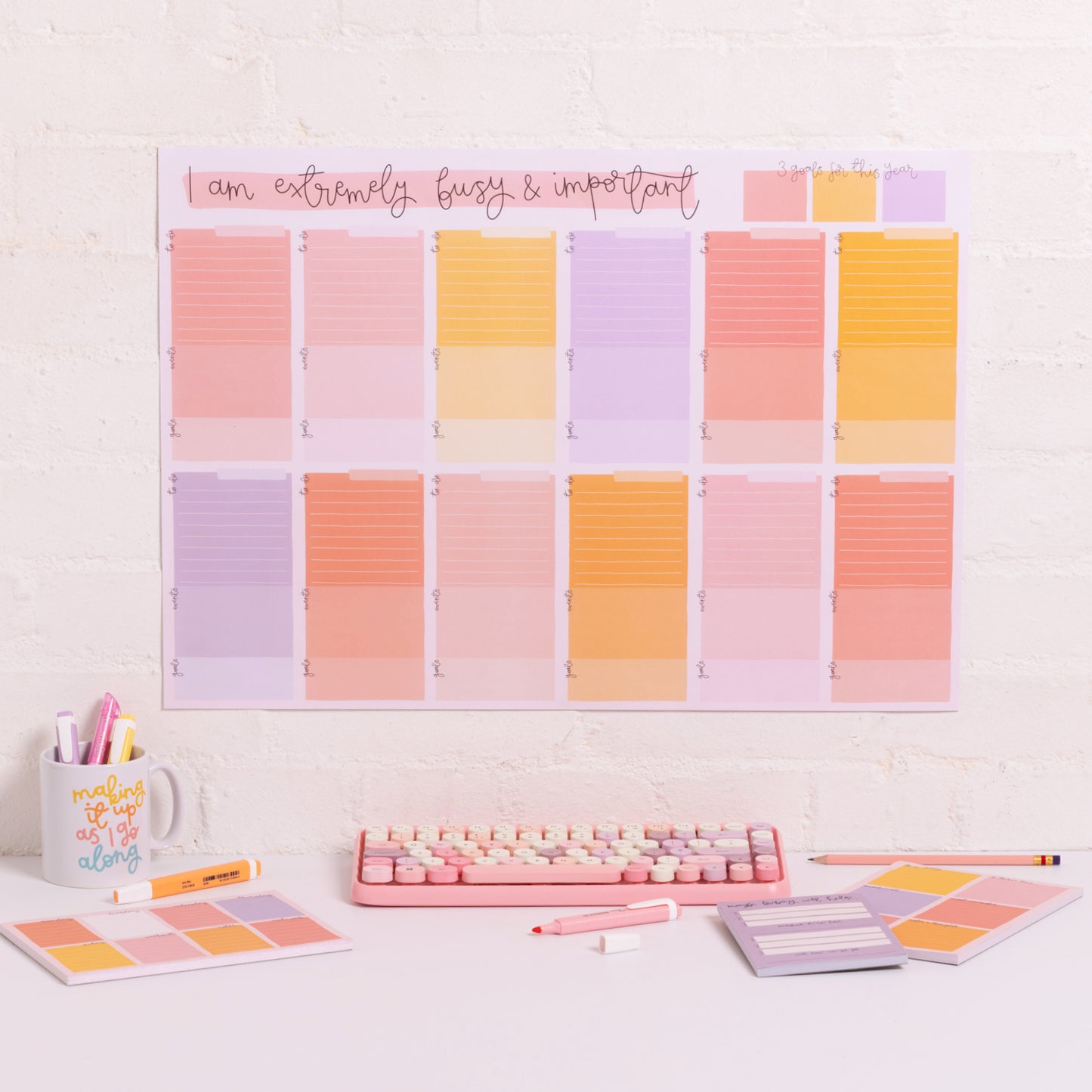 A2 Year Wall Planner - Undated - I Am Very Busy & Important - Oh, Laura