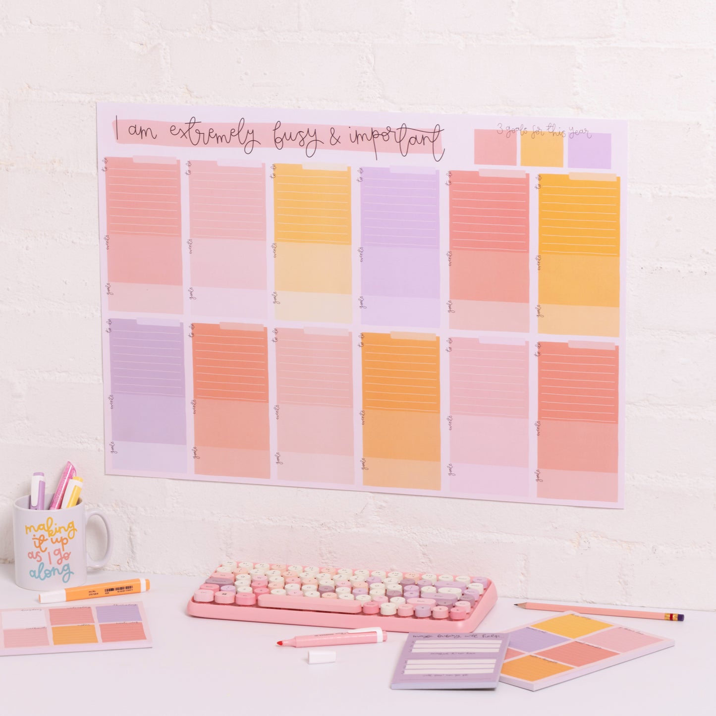 A2 Year Wall Planner - Undated - I Am Very Busy & Important - Oh, Laura