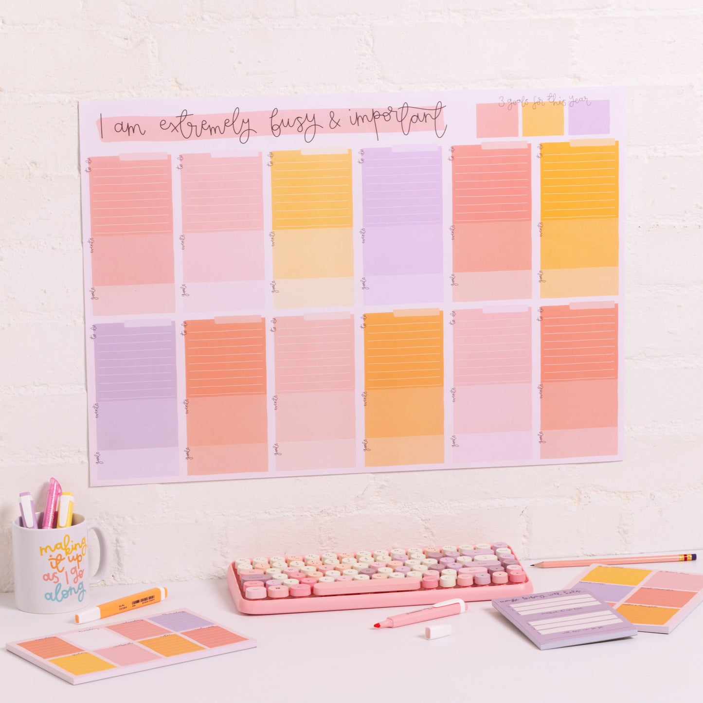 A2 Year Wall Planner - Undated - I Am Very Busy & Important - Oh, Laura