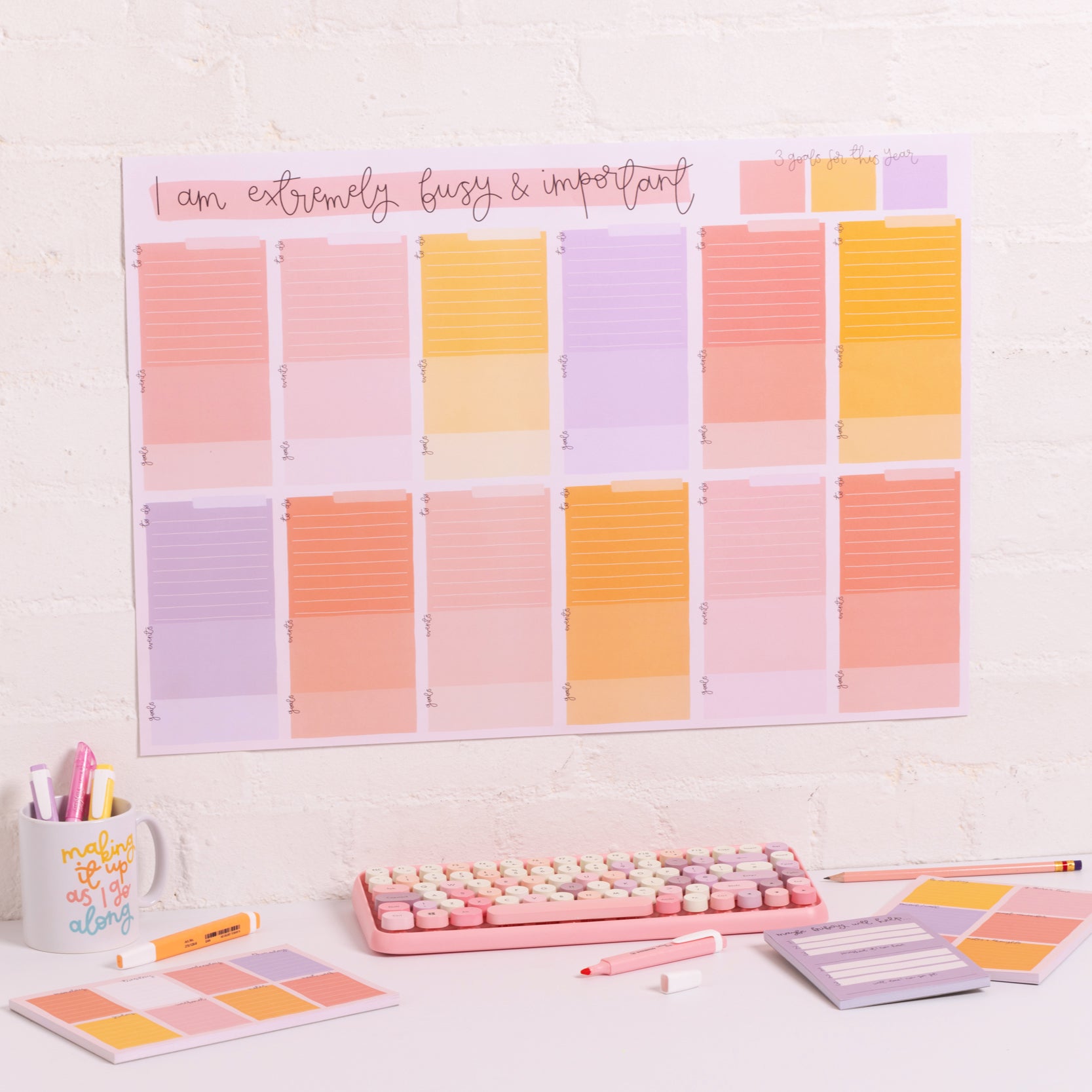 A2 Year Wall Planner - Undated - I Am Very Busy & Important - Oh, Laura