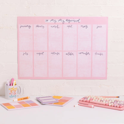 A2 Year Wall Planner - Pink Grid - So Very, Very Organised - Oh, Laura