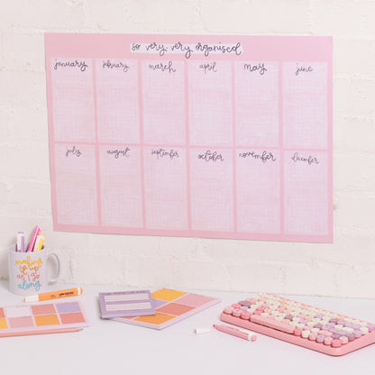 A2 Year Wall Planner - Pink Grid - So Very, Very Organised - Oh, Laura