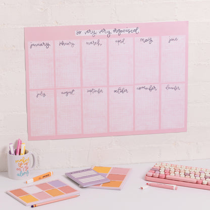 A2 Year Wall Planner - Pink Grid - So Very, Very Organised - Oh, Laura